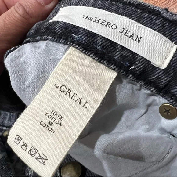 $395 The Great The Hero Black Daisy Stamp Jean Women's Size 25 Made In Usa - Picture 6 of 16